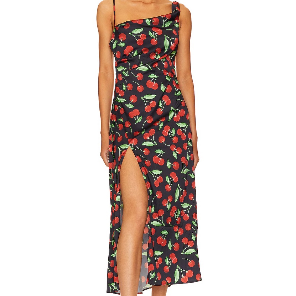 For Love & Lemons "Xena" Cherry Midi Slip Dress